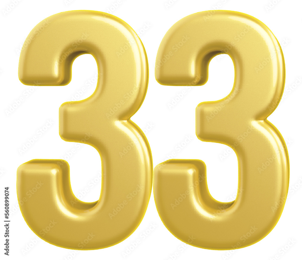 3d gold modern number 33 with generative AI 3d gold modern number 33 with generative AI