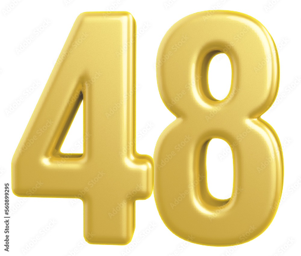 3d gold modern number 48 with generative AI 3d gold modern number 48 with generative AI