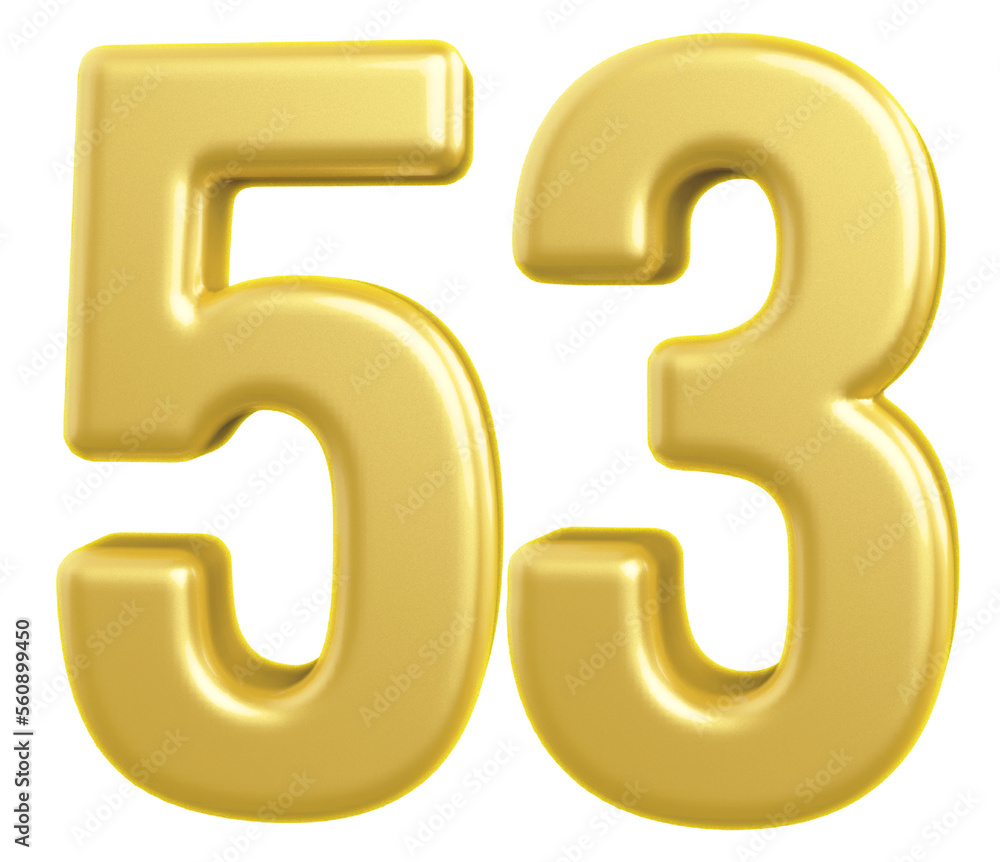 3d gold modern number 53 with generative AI 3d gold modern number 53 with generative AI