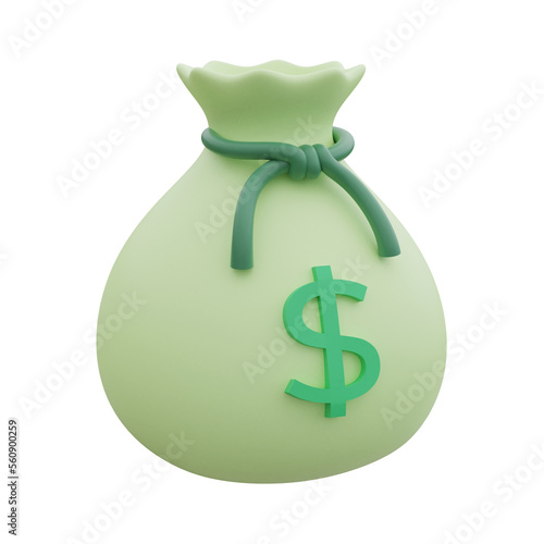 3d illustration of money bag isolated