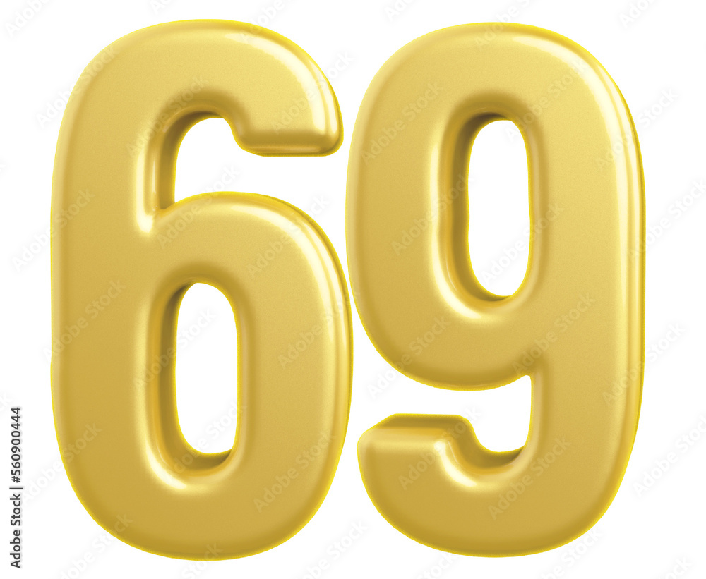 3d gold modern number 69 with generative AI 3d gold modern number 69 with generative AI