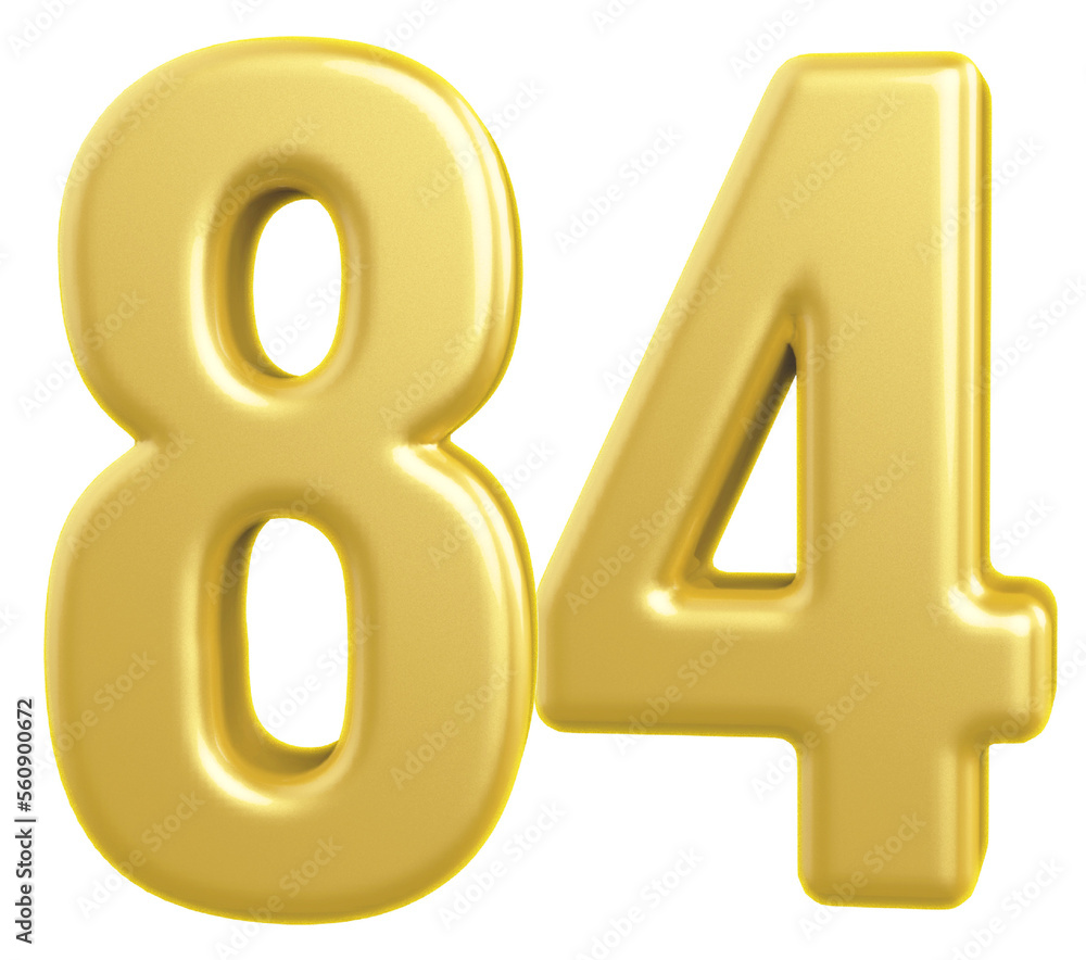 3d gold modern number 84 with generative AI 3d gold modern number 84 with generative AI