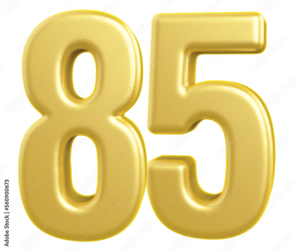 3d gold modern number 85 with generative AI 3d gold modern number 85 with generative AI