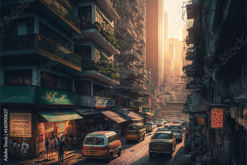 Wallpaper Mural Fantasy Hong Kong, Not a real place-Generative AI Torontodigital.ca