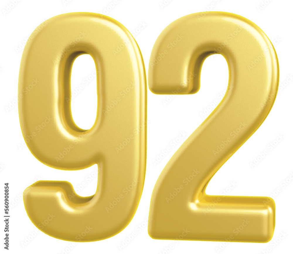 3d gold modern number 92 with generative AI 3d gold modern number 92 with generative AI
