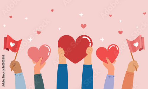 Valentine day card with heart, Concept of charity and donation, Charity community vector.