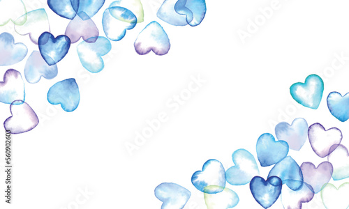 水彩画。水彩タッチのハート背景。青の水彩ハートの壁紙。バレンタインのシンプル背景フレーム。
Watercolor painting. Watercolor touch heart background. Blue watercolor heart wallpaper. Valentine simple background frame.