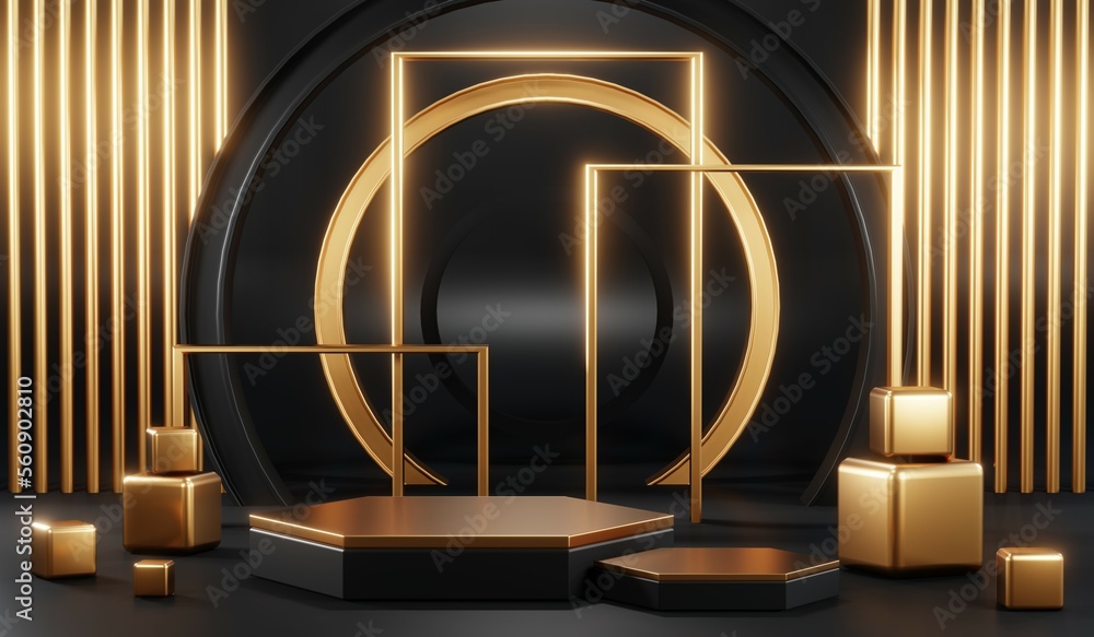 3D rendering of black podium background for black friday product on podium 3D rendering of black podium background for black friday product on podium
