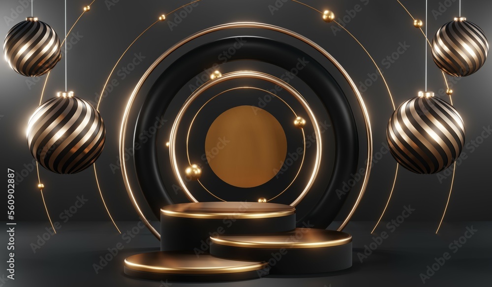 3D rendering of black podium background for black friday product on podium 3D rendering of black podium background for black friday product on podium