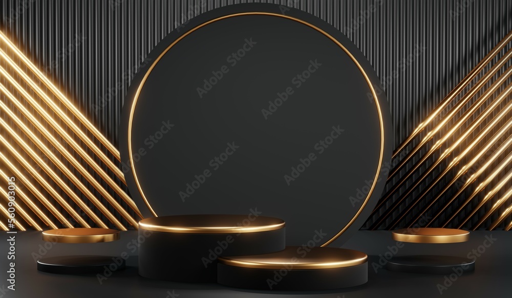 3D rendering of black podium background for black friday product on podium 3D rendering of black podium background for black friday product on podium