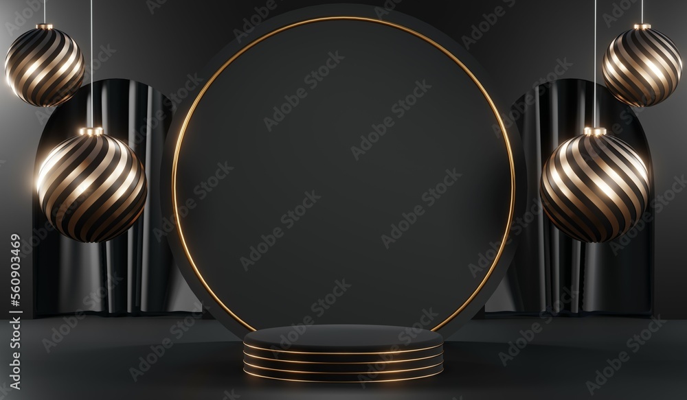 3D rendering of black podium background for black friday product on podium 3D rendering of black podium background for black friday product on podium