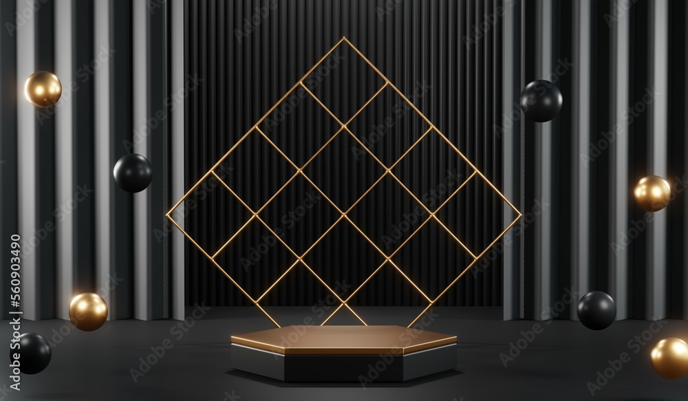 3D rendering of black podium background for black friday product on podium 3D rendering of black podium background for black friday product on podium