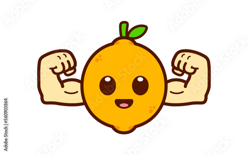 Cute Strong Lemon Character Illustration