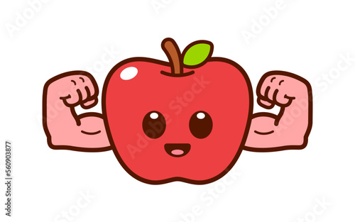Cute Strong Apple Character Illustration