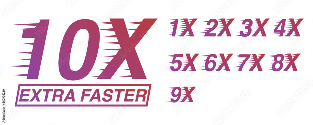 Vector graphic numbers in a set 1-10 with Speed font style.