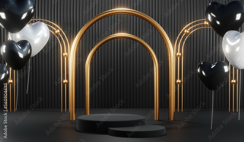 3D rendering of black podium background for black friday product on podium 3D rendering of black podium background for black friday product on podium