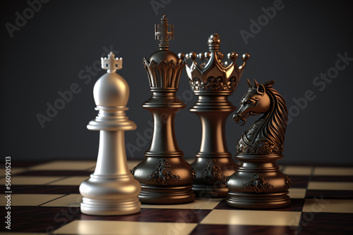 A group of chess pieces sitting on top of a chess board, Generative AI