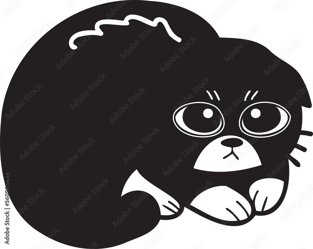 Hand Drawn scared or sad cat illustration in doodle style Hand Drawn scared or sad cat illustration in doodle style