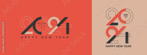 Happy new year 2024. Creative concept of 2024 new year with modern typeface number for social media template, card and banner