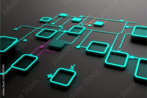 digital colorful flow chart management prozess connected lab created with generative ai technology photo