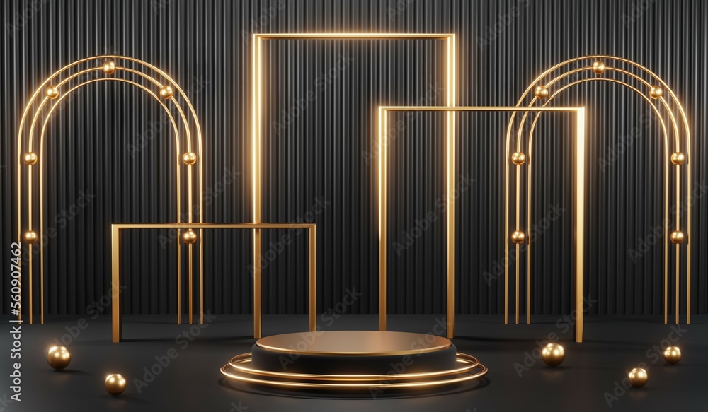Obraz premium 3D rendering of black podium background for black friday product on podium