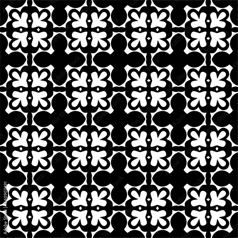 
Seamless pattern of black shapes on white background.