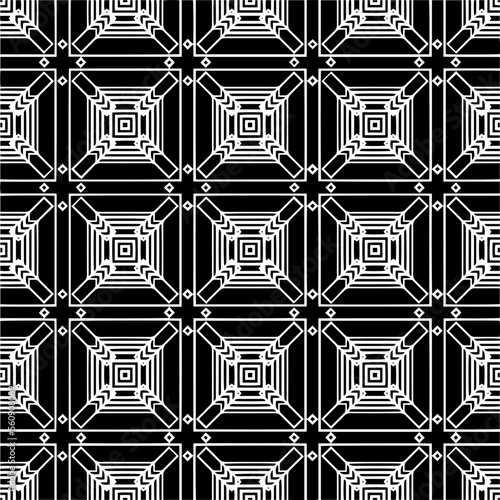 Seamless pattern of black shapes on white background.