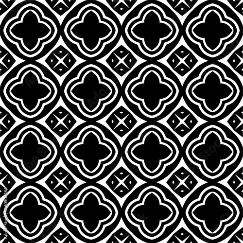 Seamless pattern of black shapes on white background.