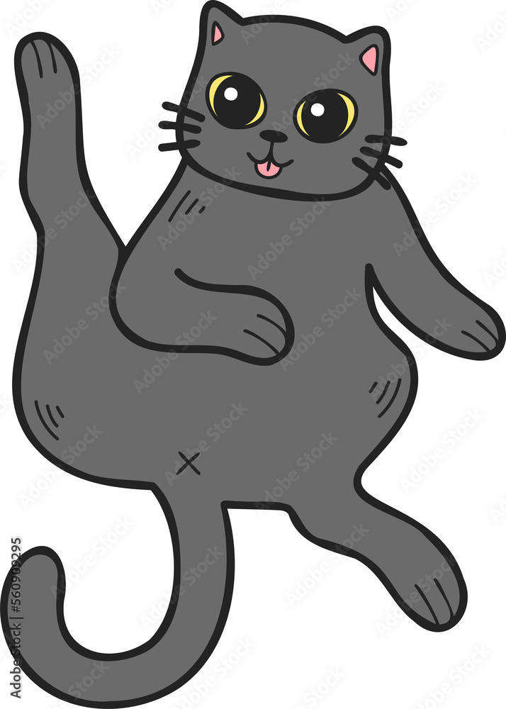 Hand Drawn Sleeping cat showing belly illustration in doodle style Hand Drawn Sleeping cat showing belly illustration in doodle style