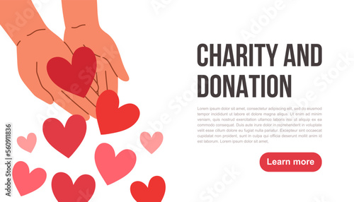 Donation and charity concept. Can use for web banner, infographics. Flat vector isolated on white background.