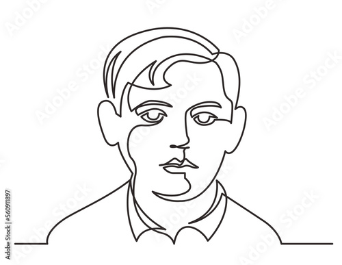 continuous line drawing boy portrait - PNG image with transparent background
