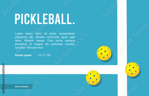 Great editable vector file illustration of pickleball court and balls good for digital design and print mockup 