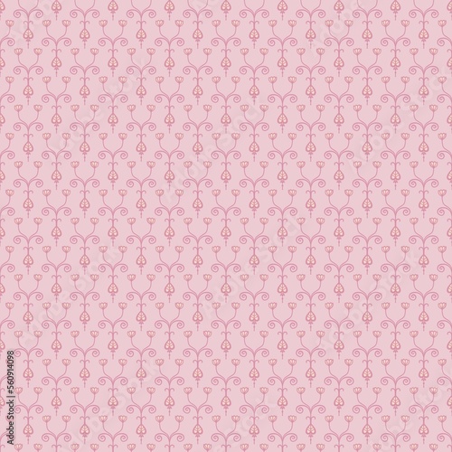 Seamless pattern with pink florals, pastel color.