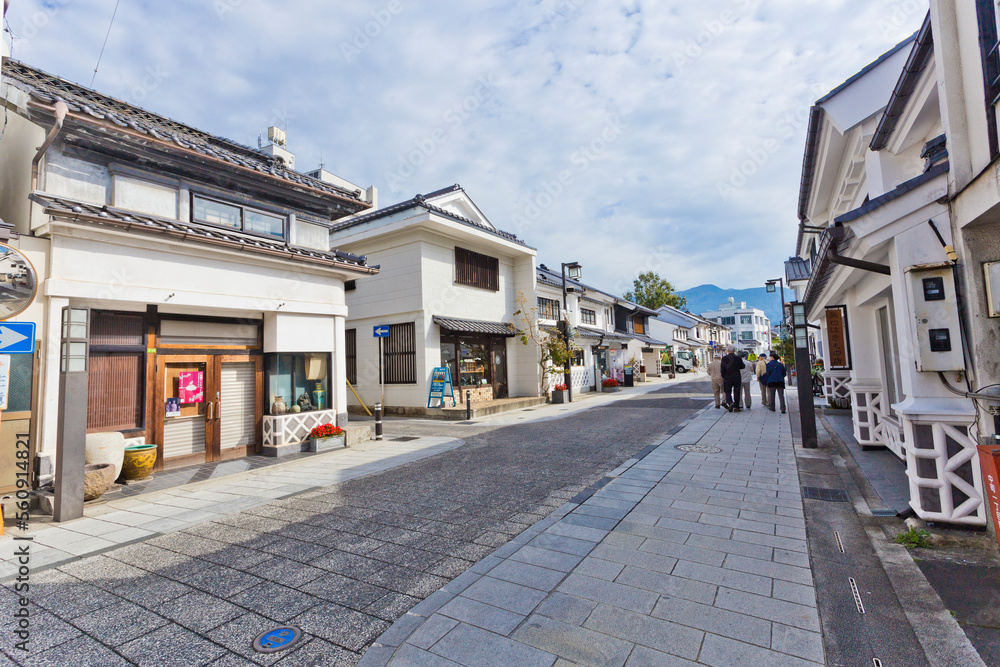 Nakamachi is a street lined by several nicely preserved, old buildings in Matsumoto town, Nagano prefecture, Japan.