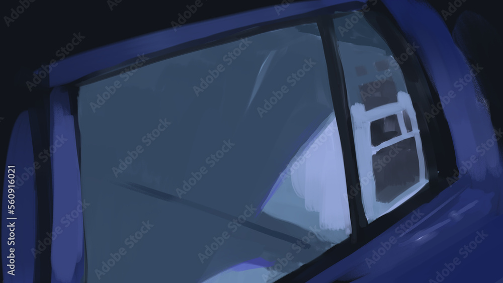 窓越しのタクシーの座席のイラスト