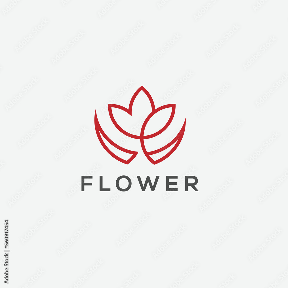 Minimal flower line logo for beauty and fashion