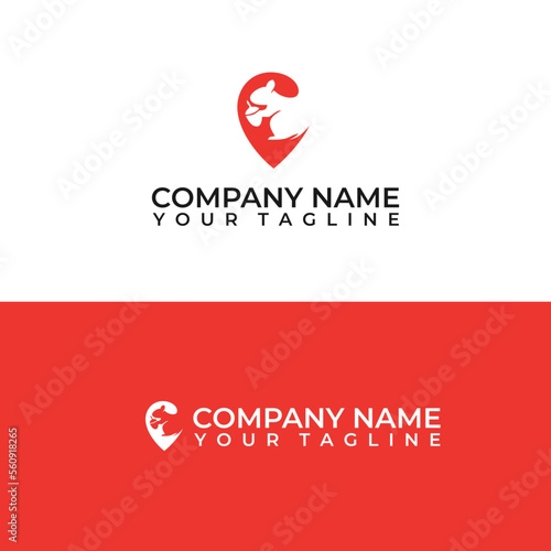 Squirrel pin location logo vector icon template.