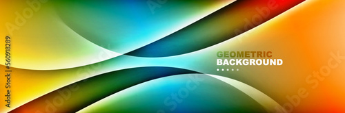 Trendy simple fluid color gradient abstract background with dynamic wave line effect