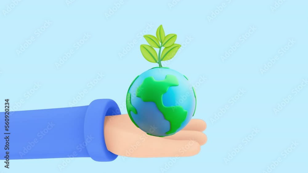 3D Rendering of hand holding tree icon concept of World Environment Day background, banner, card, poster. 3D Render illustration cartoon style. 3D Rendering of hand holding tree icon concept of World Environment Day background, banner, card, poster. 3D Render illustration cartoon style.