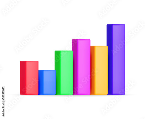 3D Growth Stock Diagram Isolated. Render Stock Bars Shows Growth or Success. Financial Item  Business Investment  Financial Market Trade. Money and Banking. Vector Illustration