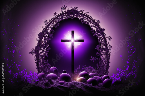 Religious easter purple lent background, Generative AI	 photo