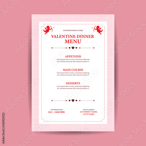Valentines Day Dinner Menu Template