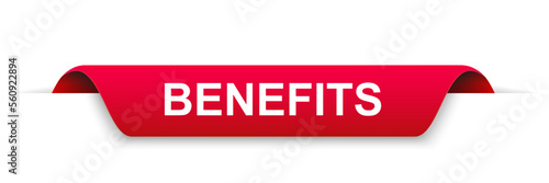 Benefits. Origami style speech bubble banner. Poster with text Benefits. Sticker design template. Vector EPS 10. Isolated on background. Vector illustration