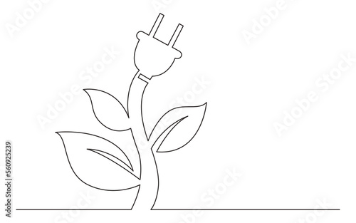 continuous line drawing electical renewal energy plugin plant 2 - PNG image with transparent background photo