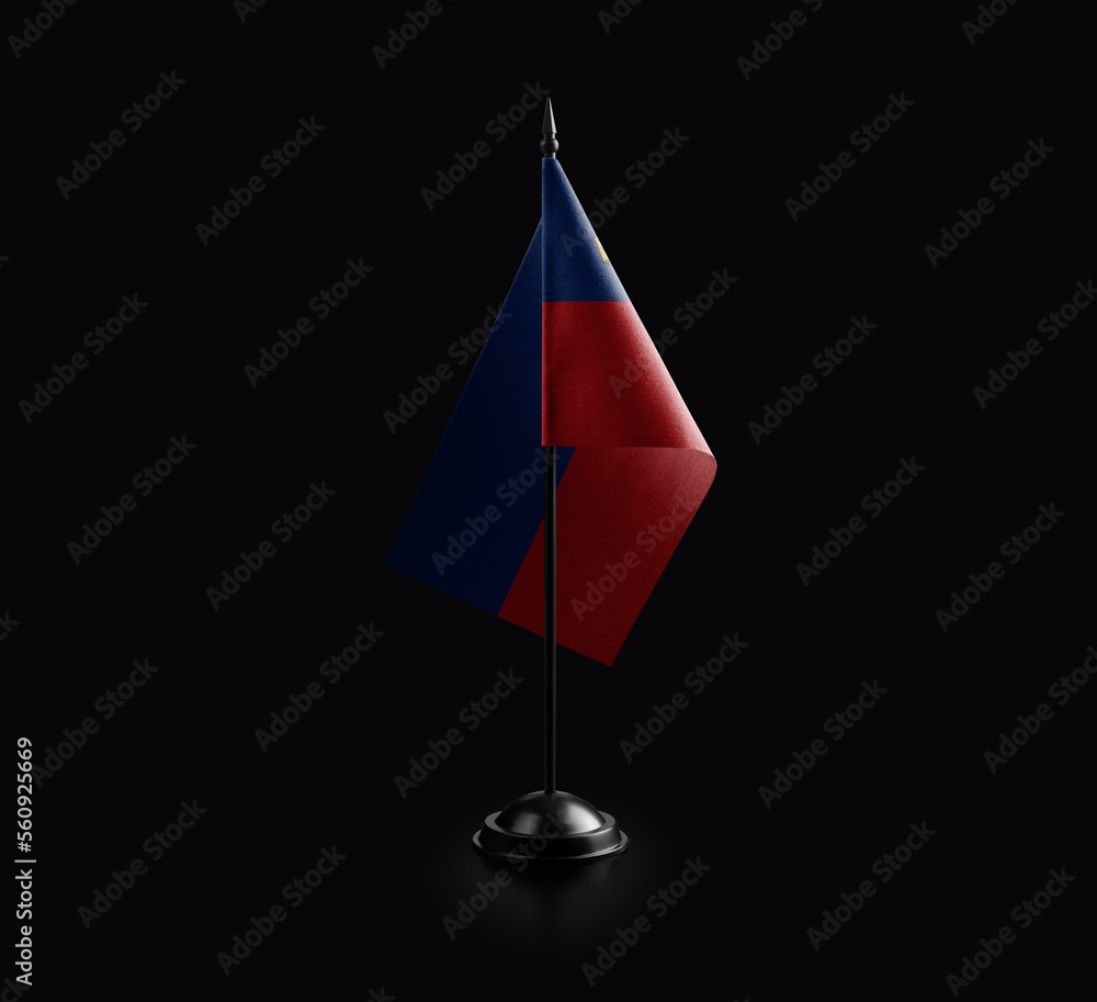 Small national flag of the Liechtenstein on a black background Small national flag of the Liechtenstein on a black background