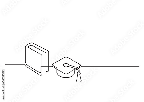 one line isolated vector educational objects book cap - PNG image with transparent background