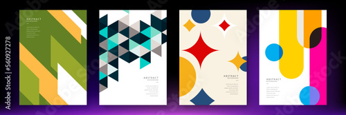 Abstract geometric poster cover design with minimal futuristic corporate concept. Geometric shape. Design elements for poster, magazine, book cover, brochure. Retro futuristic art design. Flat color