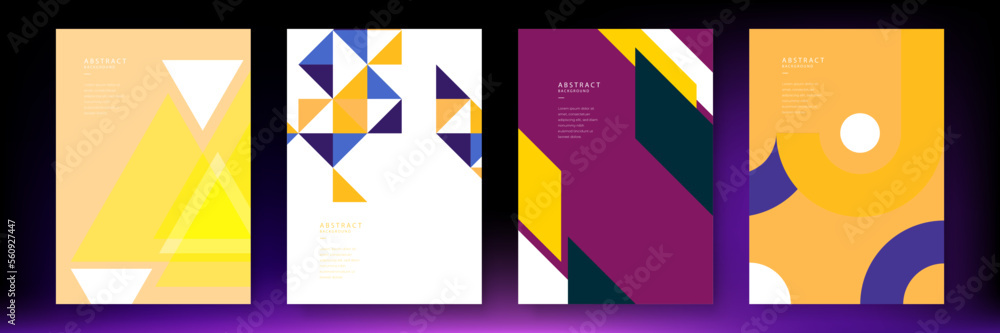 Original mosaic bauhaus geometric tiles corporate brochure layout cover composition. Modern leaflet vector design template collection.
