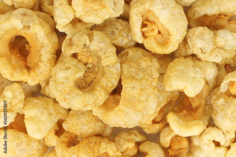 Pork rinds or Pork snack, deep fried pork skin crispy and blistered, Thailand food. Pork rinds or Pork snack, deep fried pork skin crispy and blistered, Thailand food.