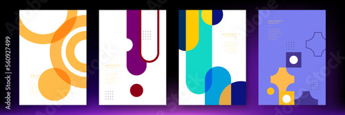 Original mosaic bauhaus geometric tiles corporate brochure layout cover composition. Modern leaflet vector design template collection.